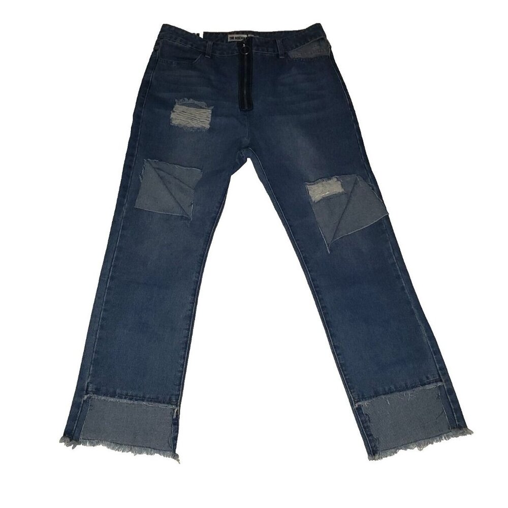 The Rockn Rev Jeans Women's Size 8 Step Hem Straight Leg Distressed Jeans NWT - Picture 13 of 15